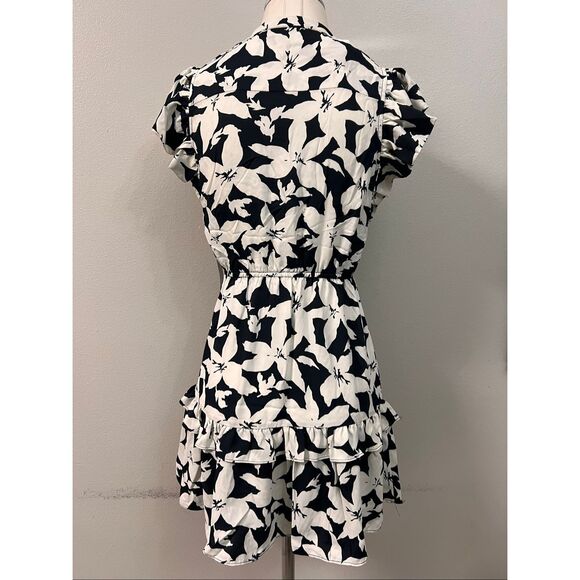 NWT Joie Women's Krystina Floral Ruffle Sleeve Mini Dress Navy White Size XS - Picture 5 of 7